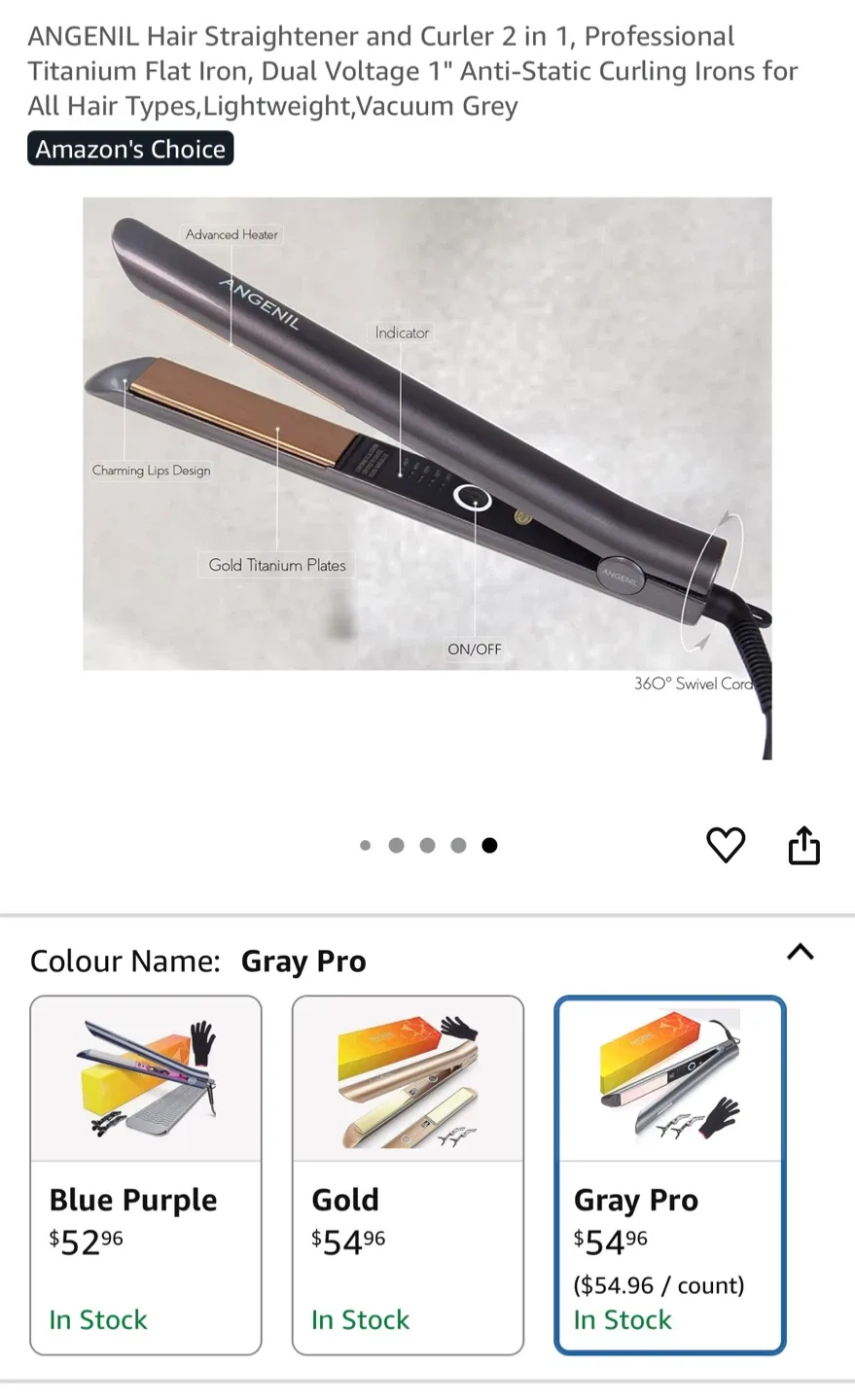 ANGENIL Hair Straightener & Curler - Gray Pro thumbnail