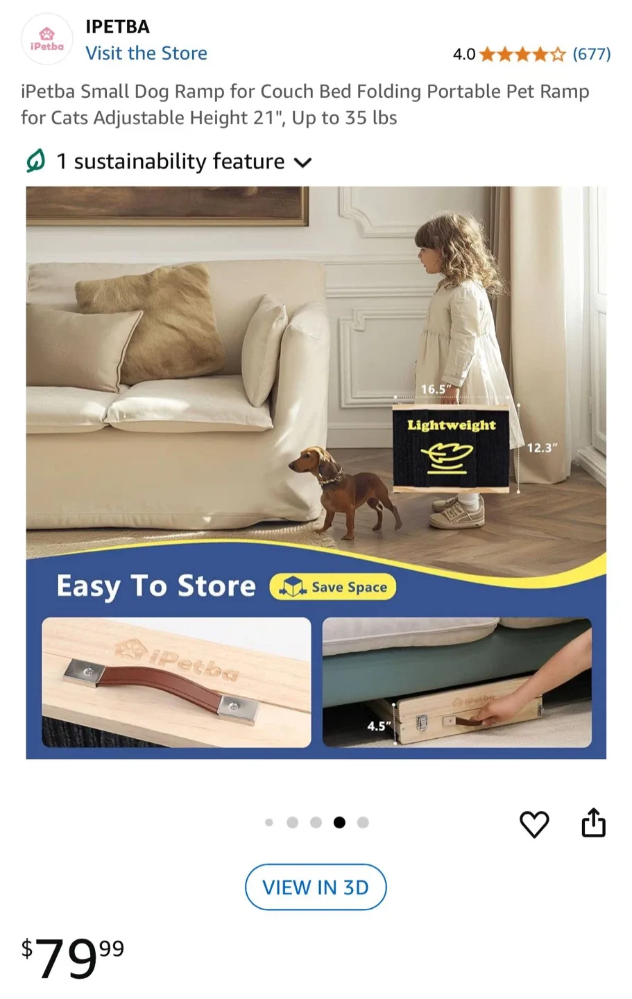 iPetba Small Dog Ramp - Like New! thumbnail