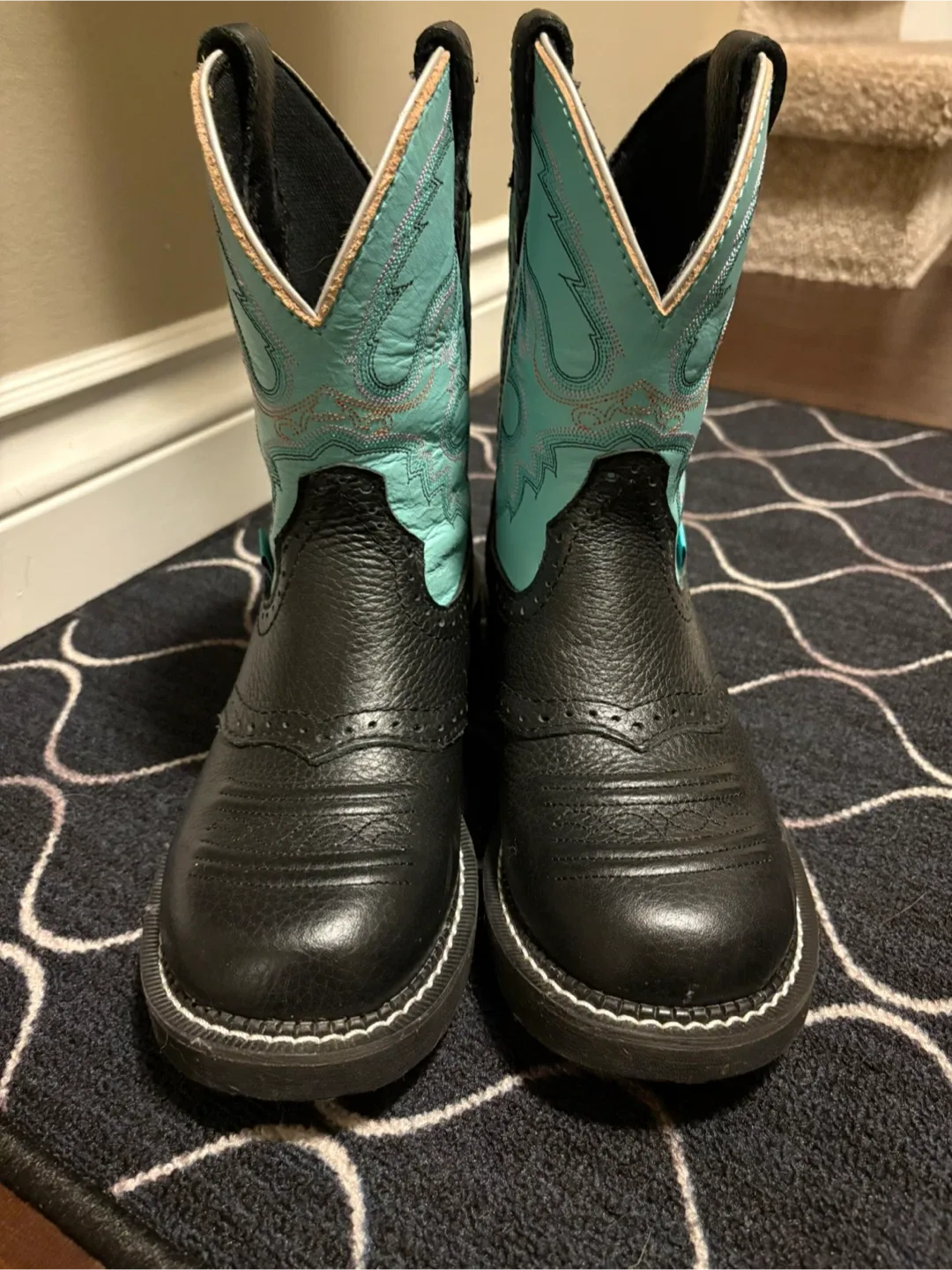 Justin Black & Turquoise Cowboy Boots - Size 6B image indicator(3)