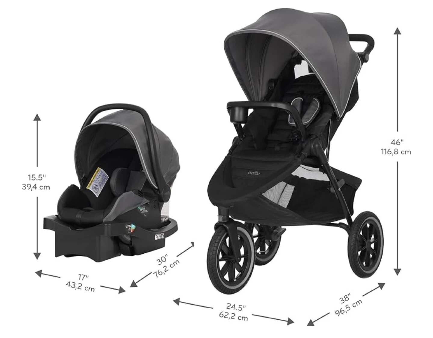 *BRAND NEW IN BOX* Evenflo Folio3 Stroll & Jog Travel System - photo 2