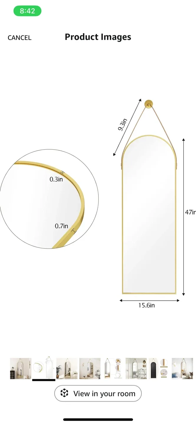 Wall Mounted Mirror - 47 x 15.6 inches image indicator(2)