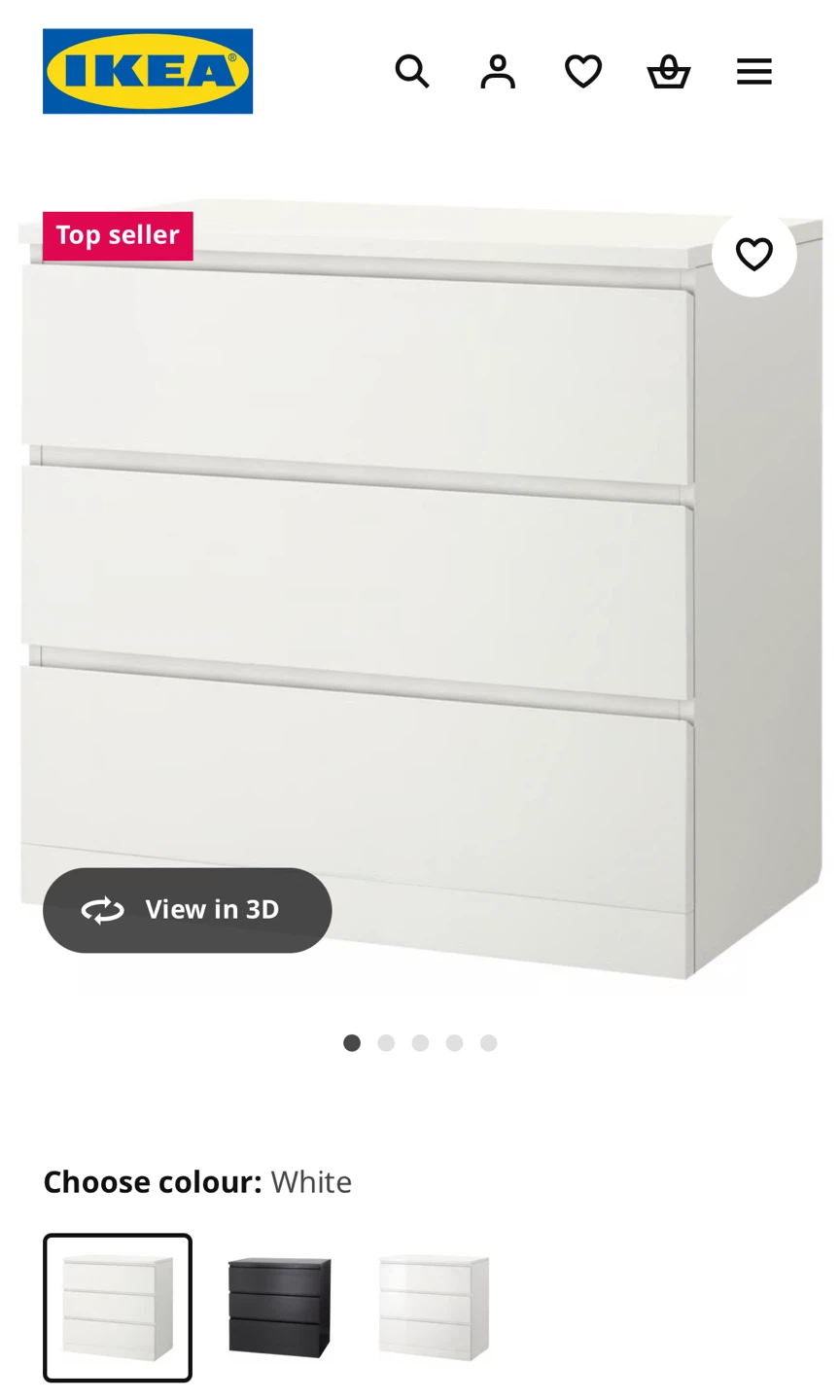 IKEA Malm 3-drawer dresser - White - photo 3