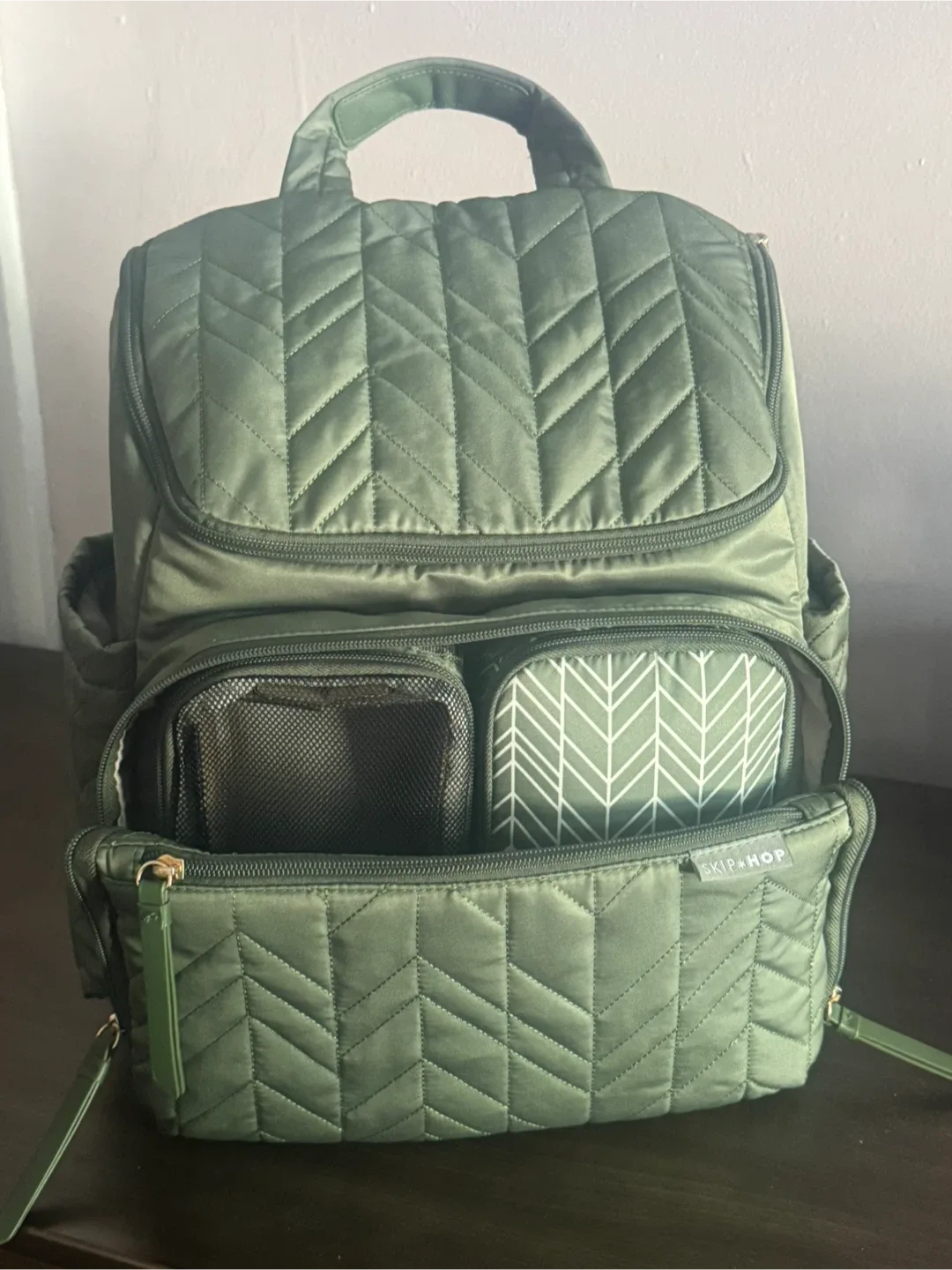 Skip Hop Olive Green Diaper Backpack image indicator(2)