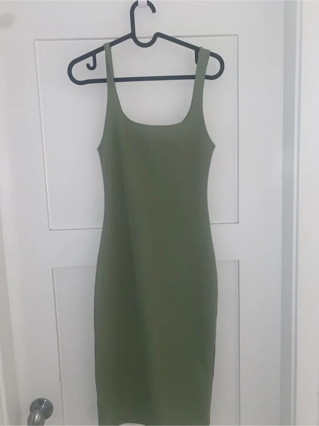 Zara Olive Green Bodycon Dress - Size S thumbnail