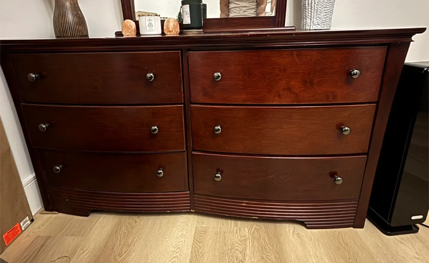 Dark Wood Dresser with Mirror image indicator(3)
