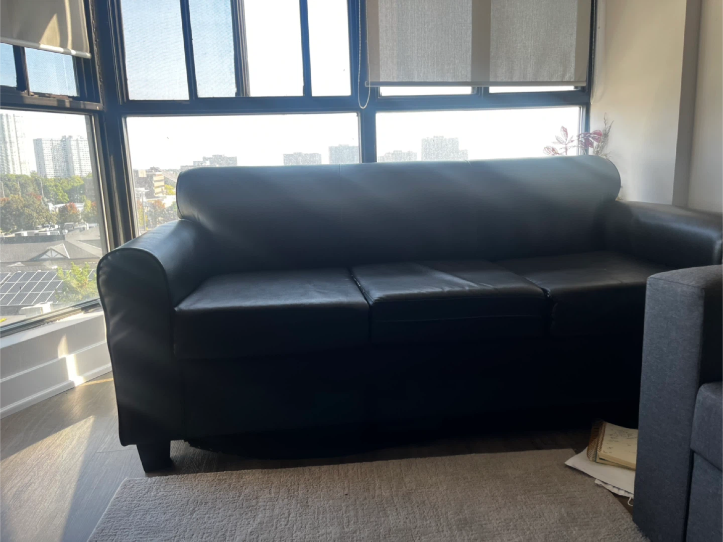 Black Leather Sofa - photo 2