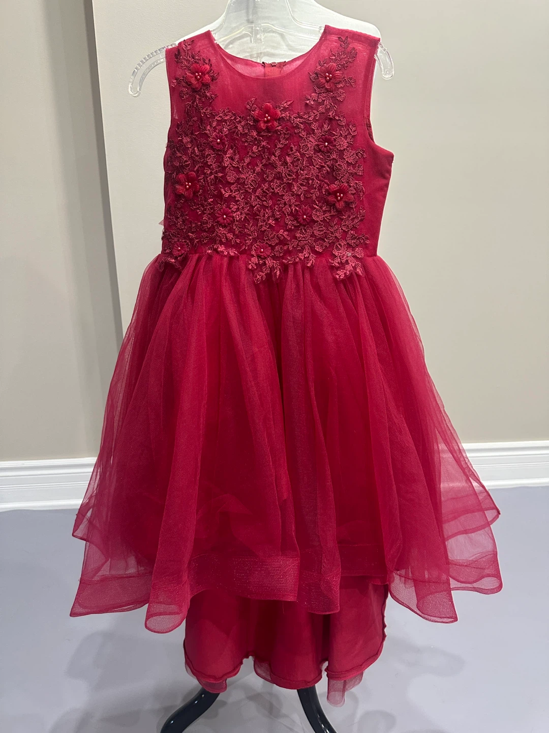 Red Flower Girl Dress-145-150 cm