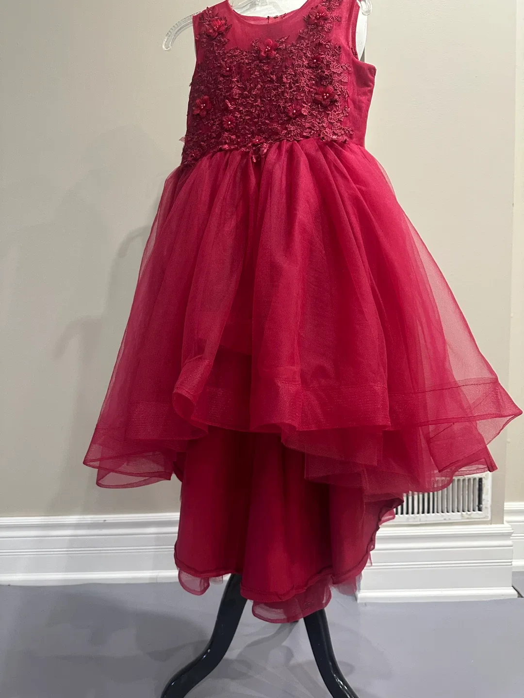 Red Flower Girl Dress-145-150 cm image indicator(3)