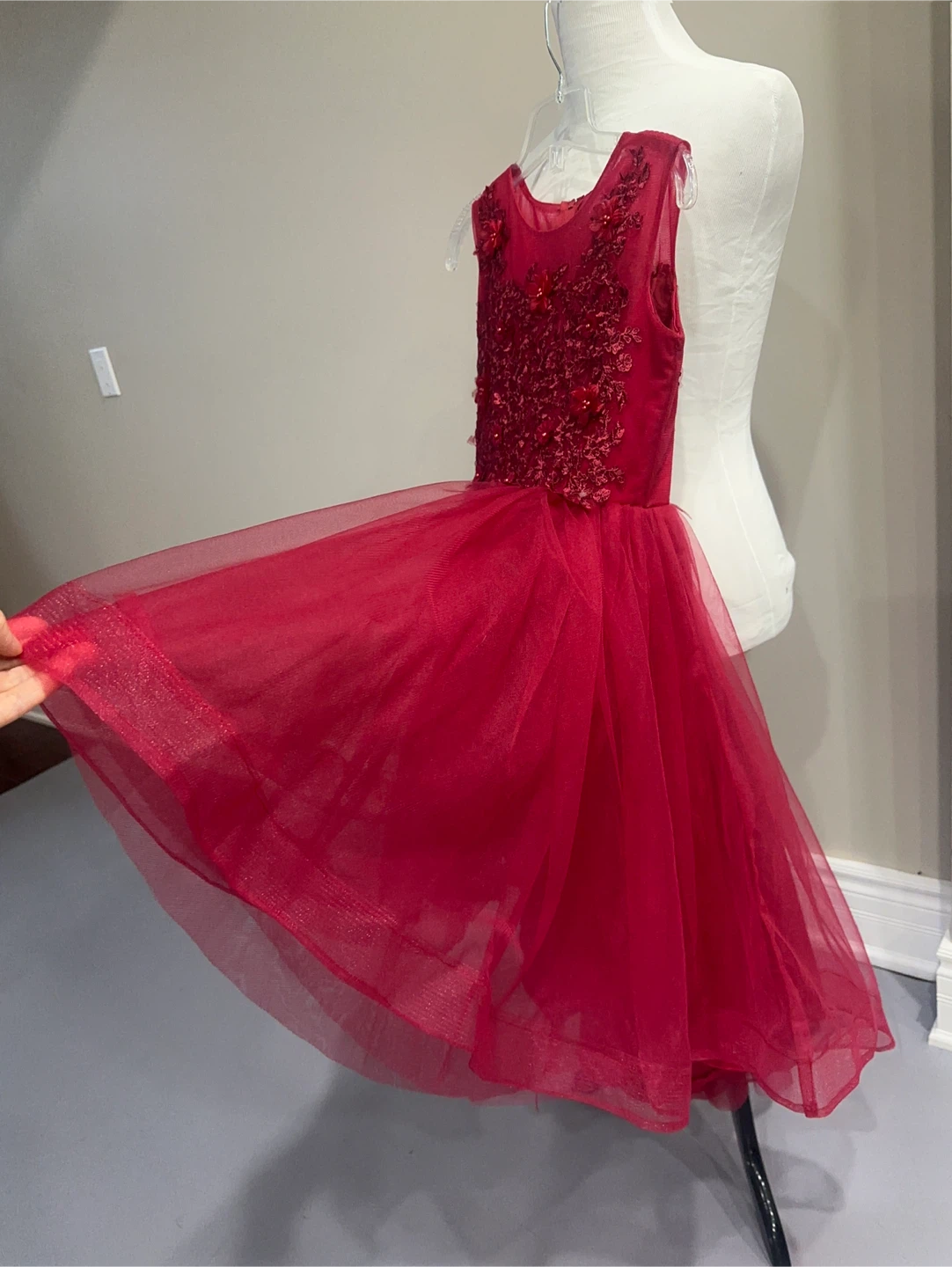 Red Flower Girl Dress-145-150 cm - photo 2