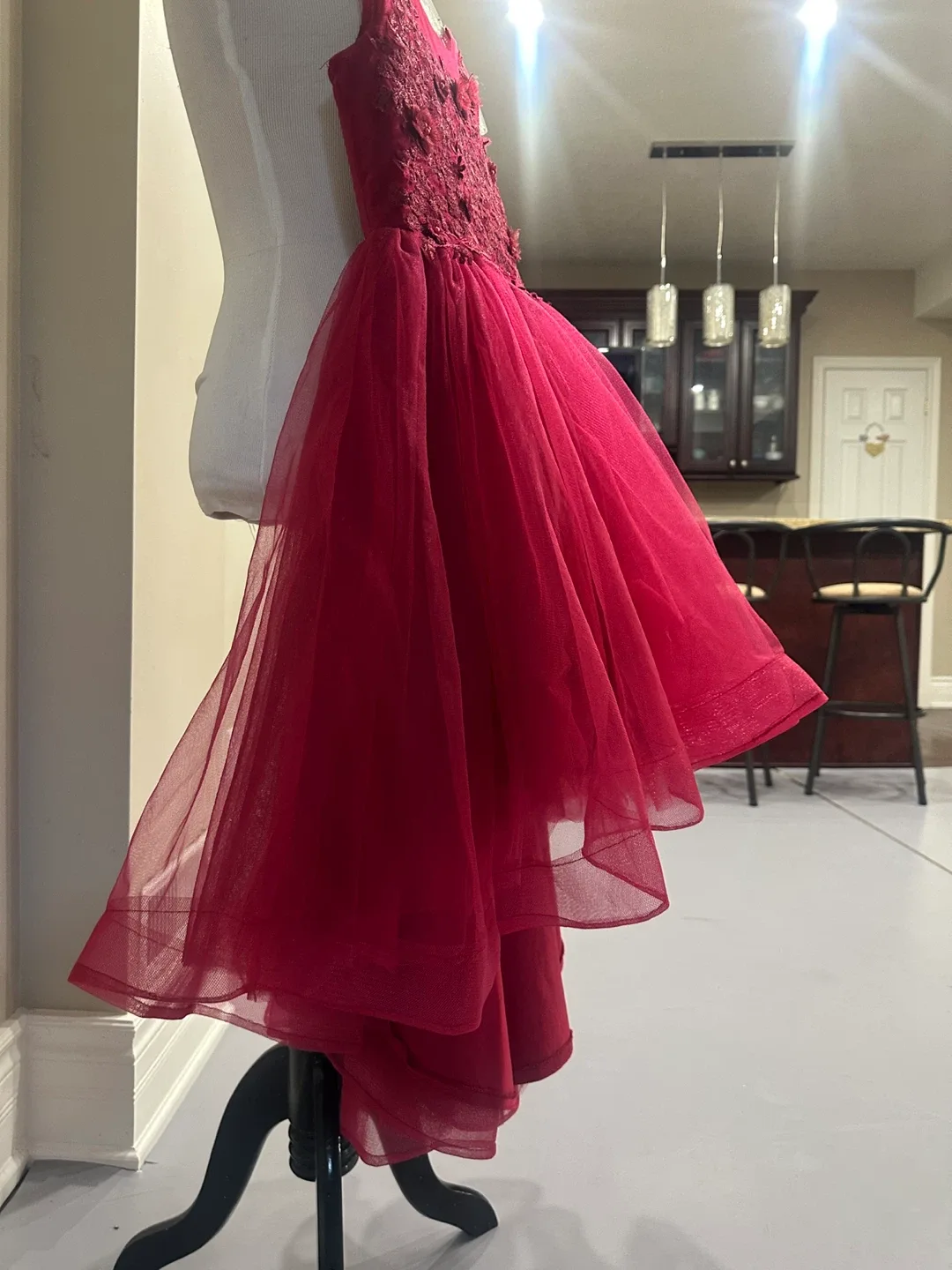 Red Flower Girl Dress-145-150 cm image indicator(4)