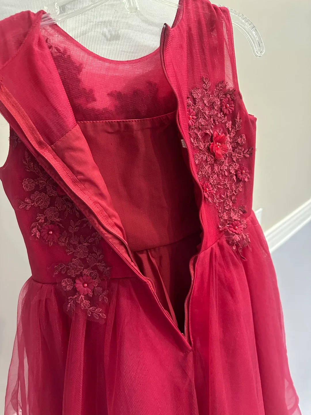 Red Flower Girl Dress-145-150 cm image indicator(5)