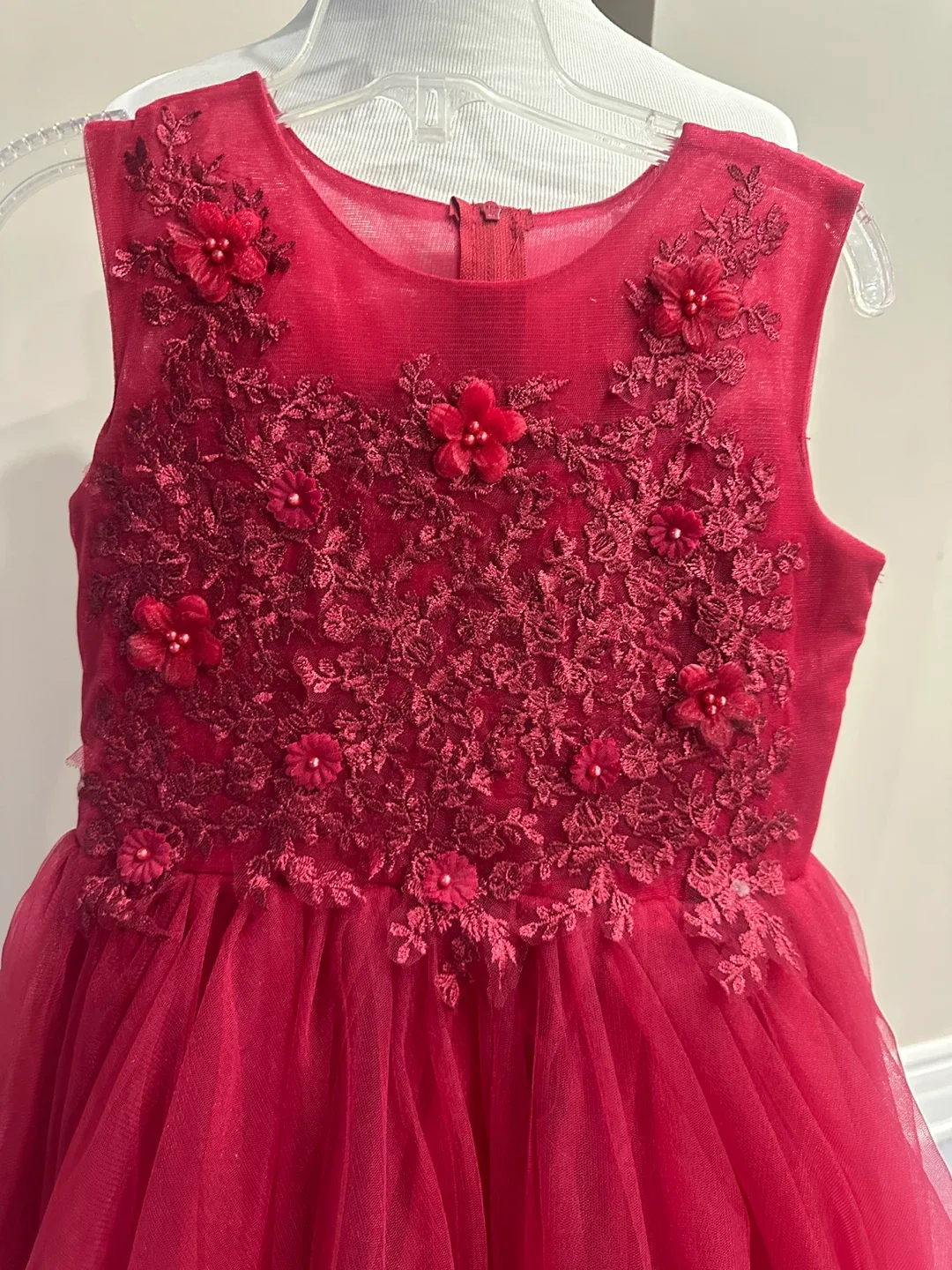 Red Flower Girl Dress-145-150 cm image indicator(6)