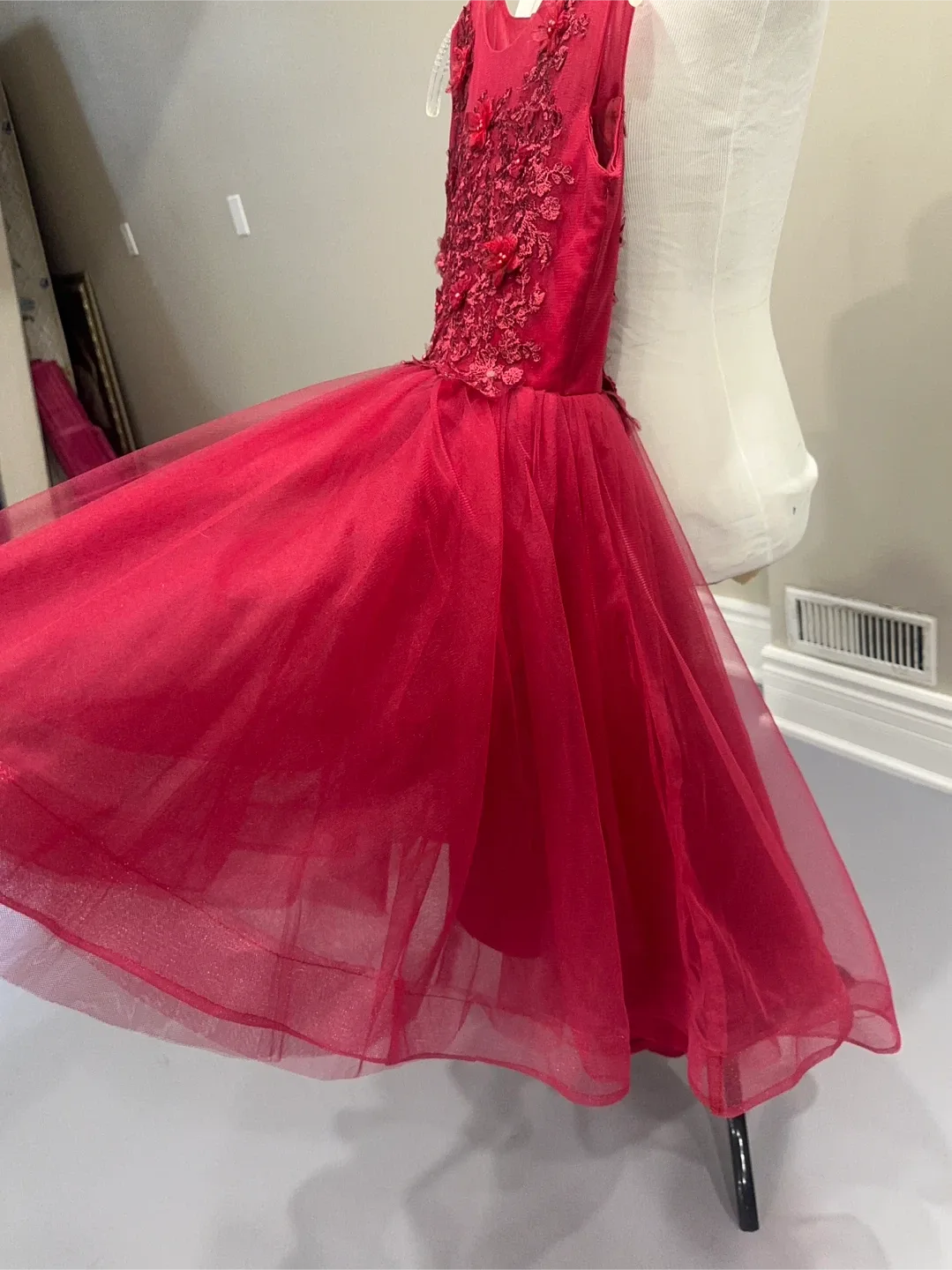 Red Flower Girl Dress-145-150 cm image indicator(7)