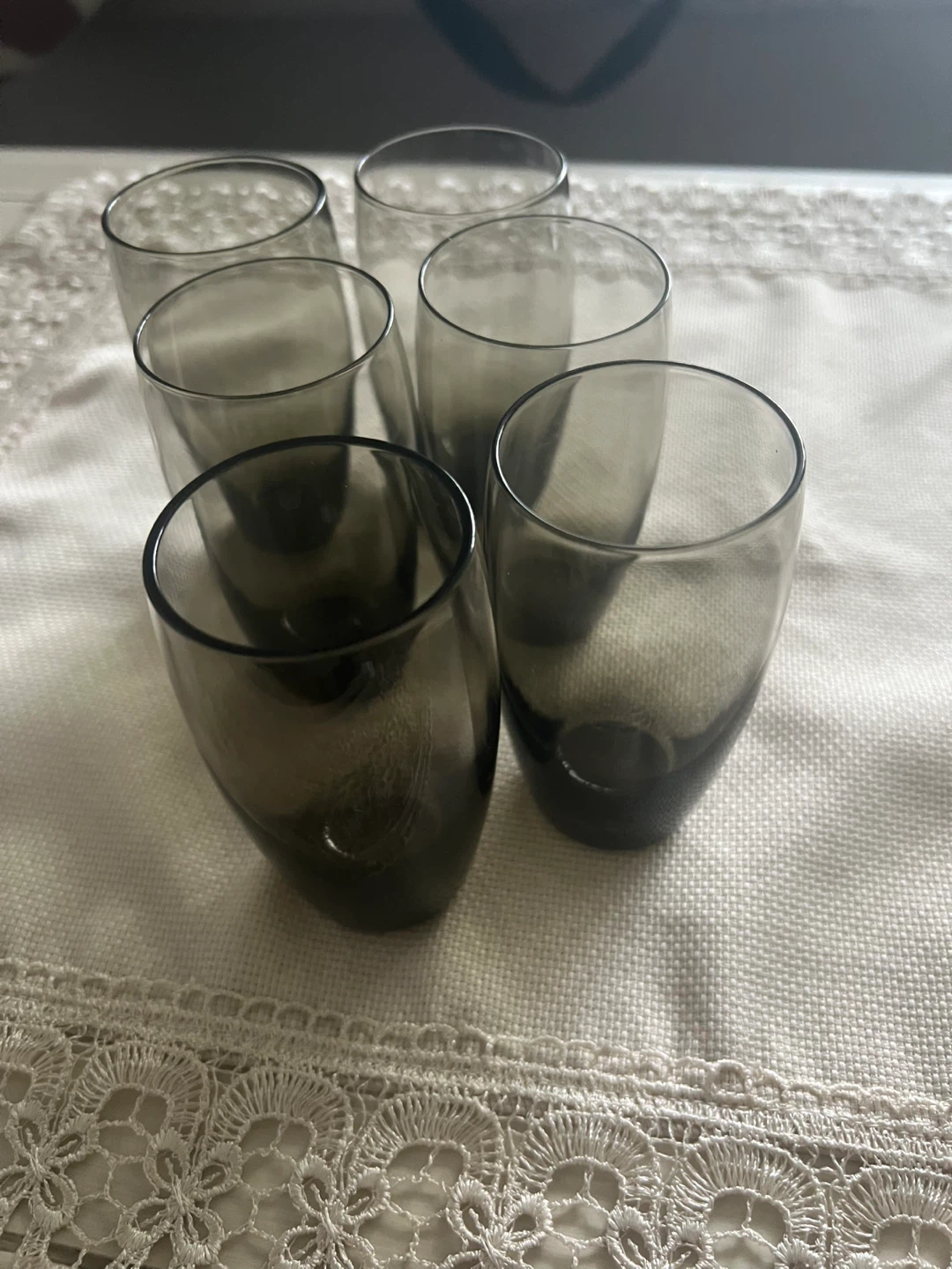 Set of 6 Smoked Grey Drinking Glasses