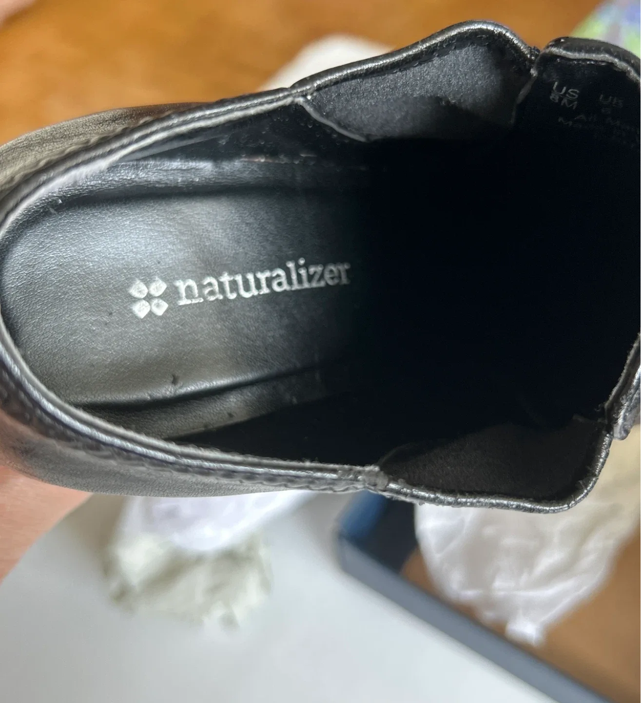 Naturalizer Black Leather Ankle Boots Size 8M image indicator(5)