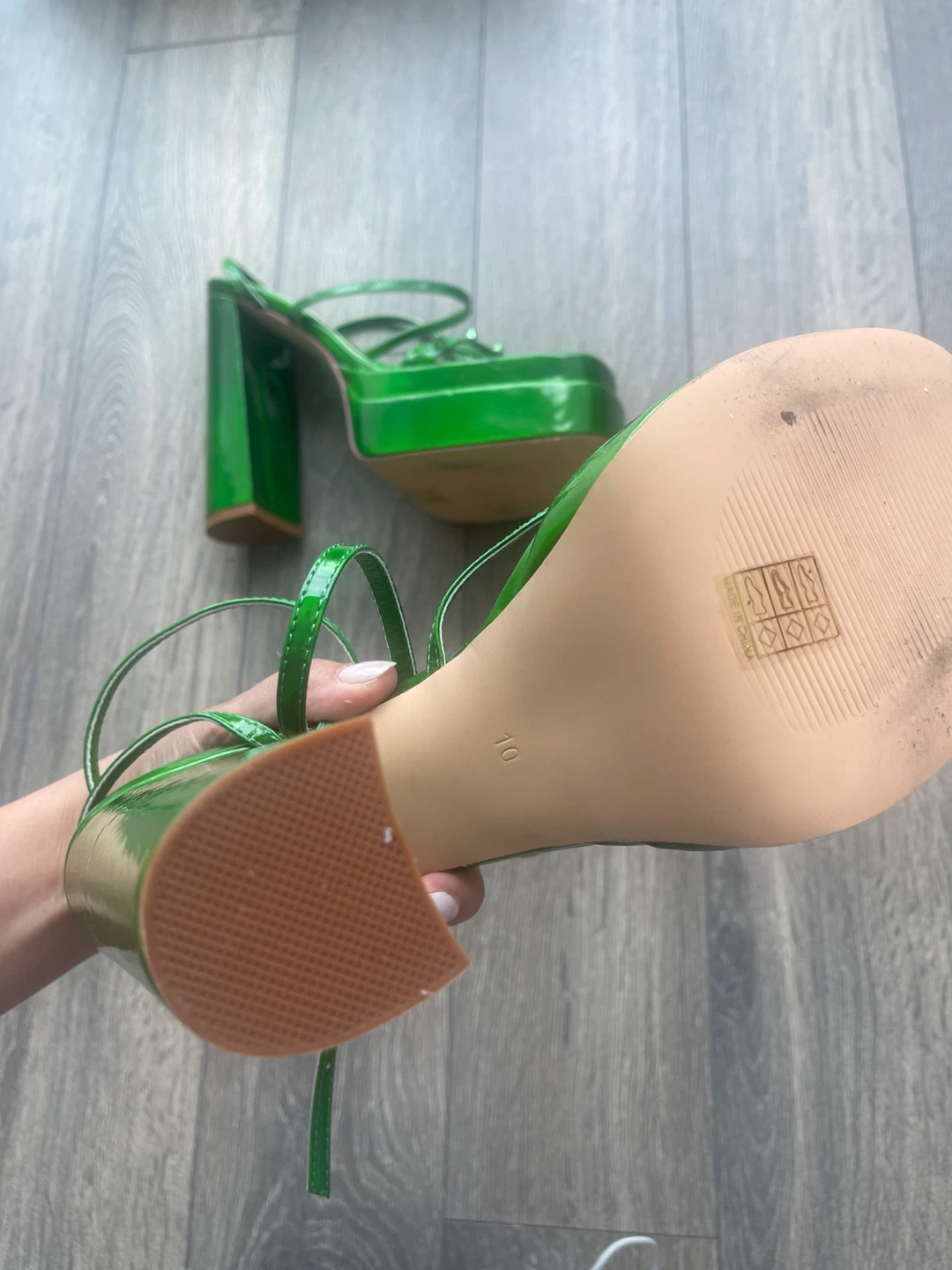 Vivianly Green Platform Heels - Size 10 - photo 3