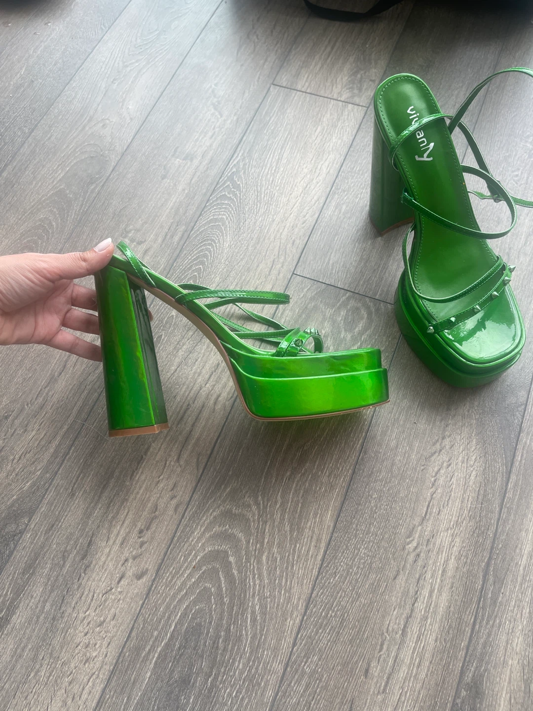 Vivianly Green Platform Heels - Size 10 - photo 2