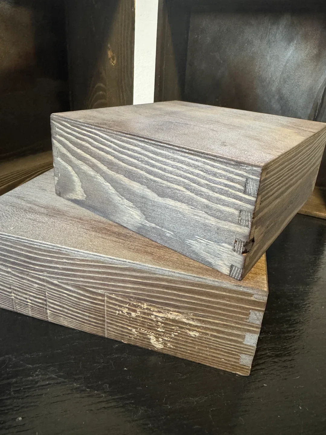 4 pcs Wooden Display Riser Set - Rustic Brown image indicator(5)