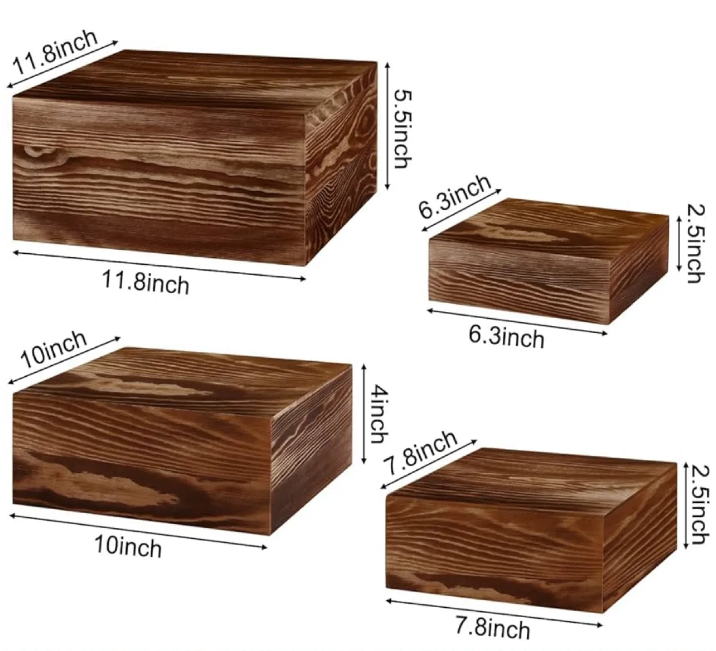 4 pcs Wooden Display Riser Set - Rustic Brown image indicator(3)