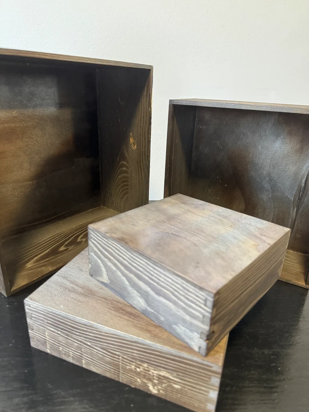 4 pcs Wooden Display Riser Set - Rustic Brown image indicator(4)