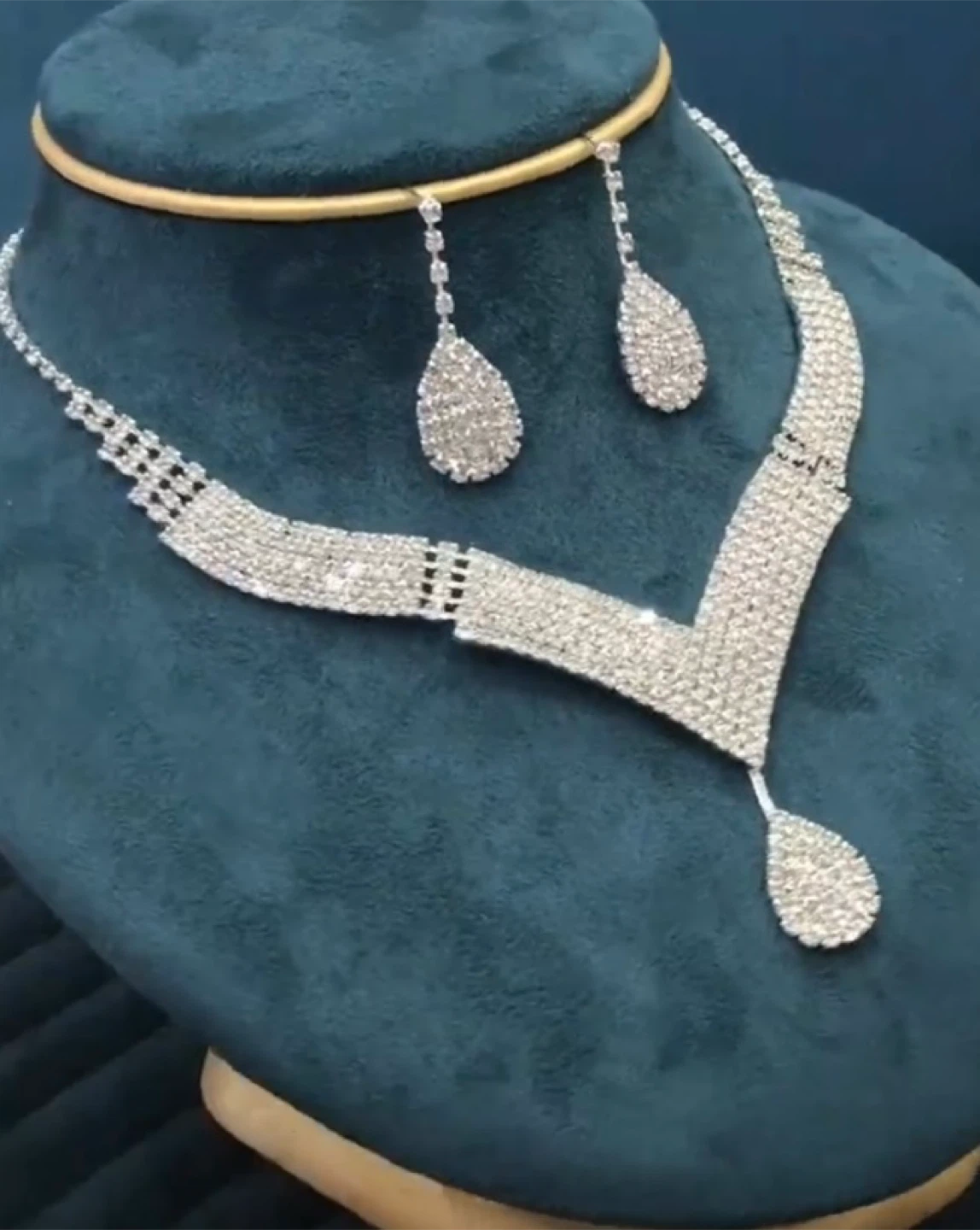 Rhinestone Necklace and Earring Set - photo 2