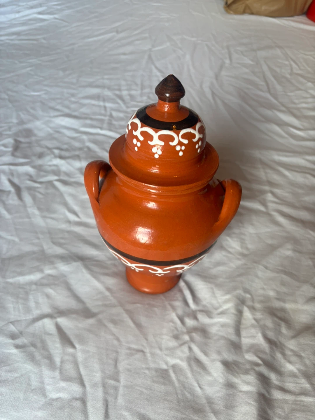 Orange Ceramic Pitcher with Lid