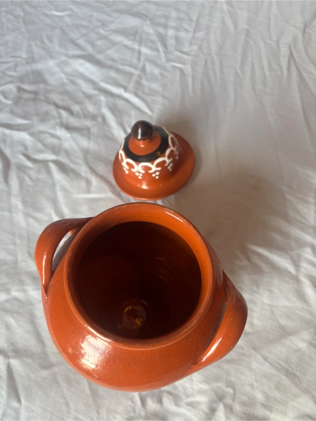 Orange Ceramic Pitcher with Lid image indicator(2)