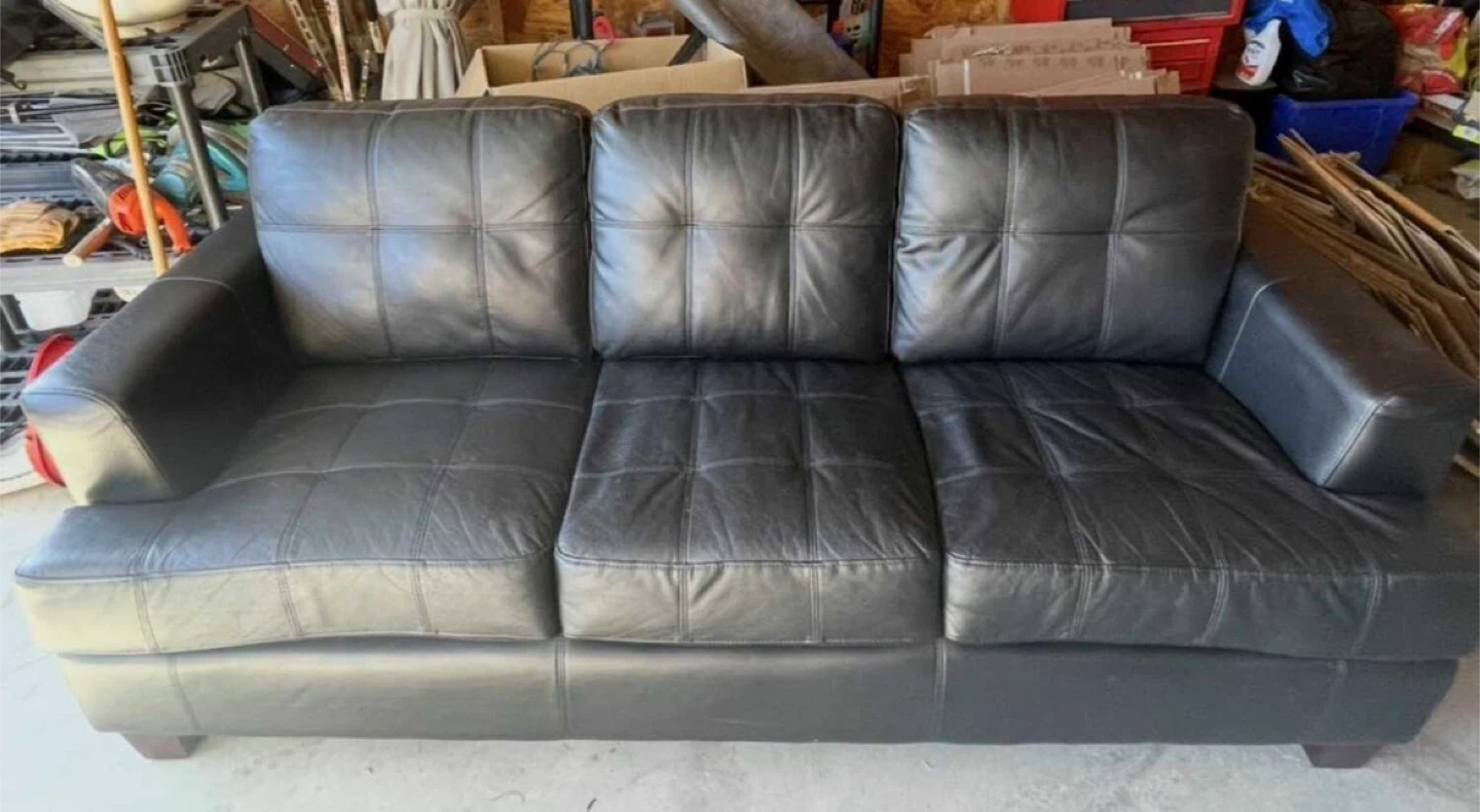 Black Leather Sofa Set