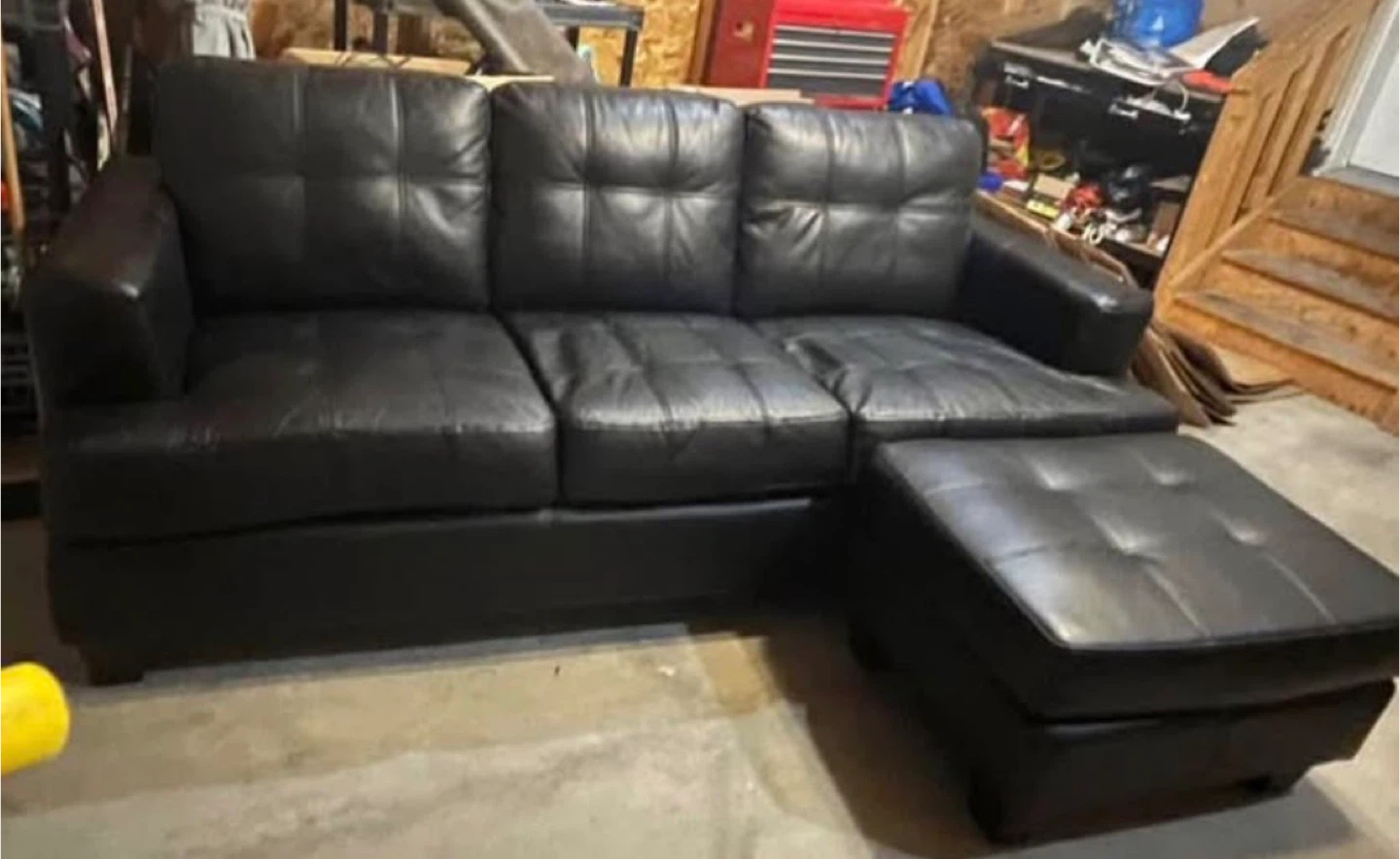 Black Leather Sofa Set - photo 3
