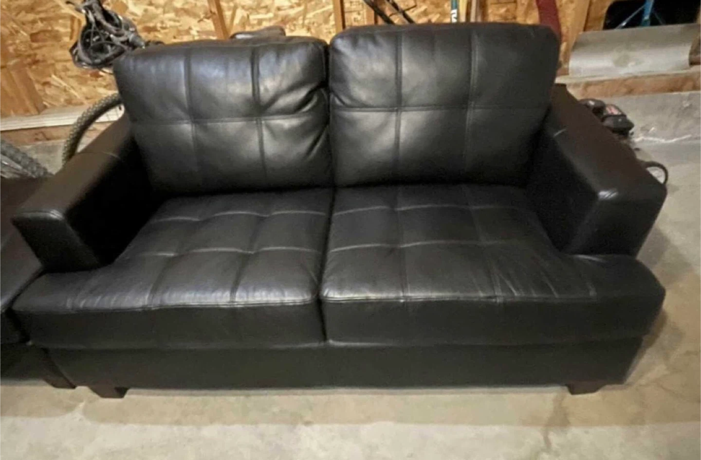 Black Leather Sofa Set - photo 2