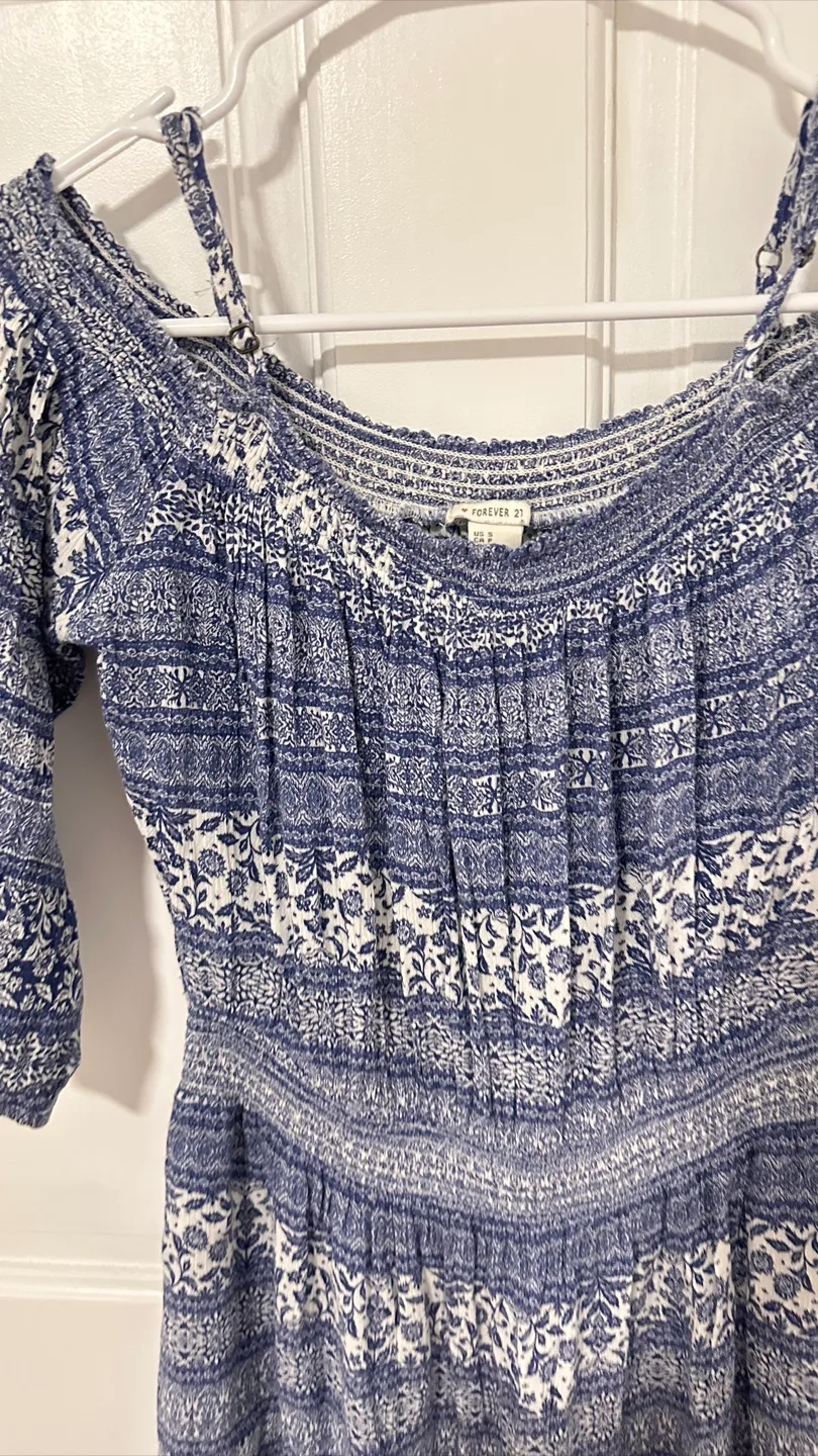 Forever 21 Blue & White Romper - Size S