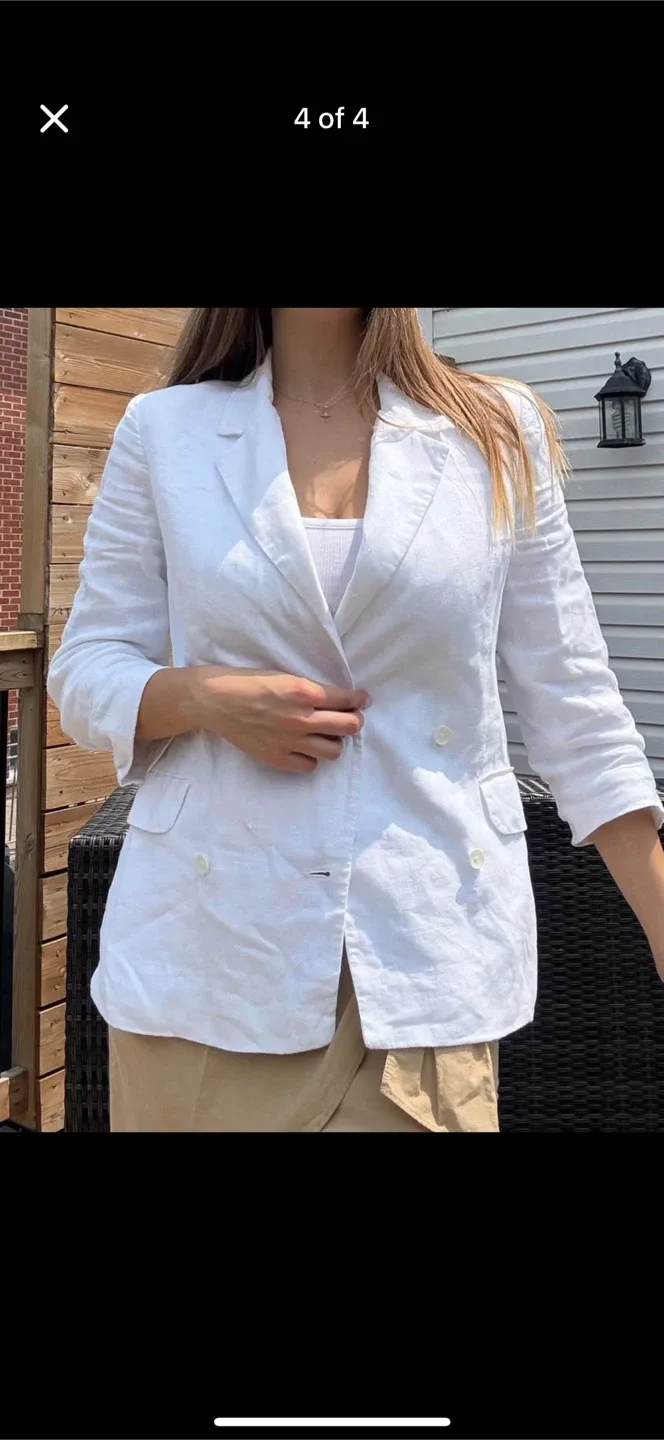 White Linen Blazer - Mango image indicator(4)