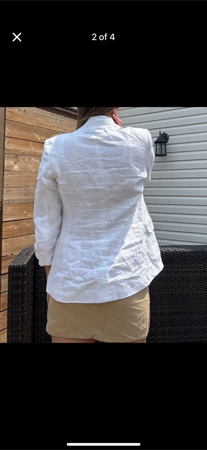 White Linen Blazer - Mango image indicator(2)