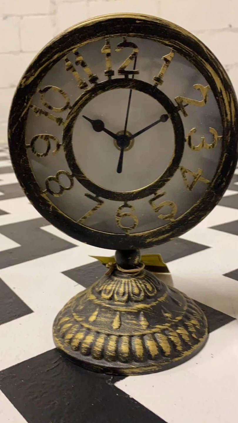 Decorative Table Clock - Black & Gold