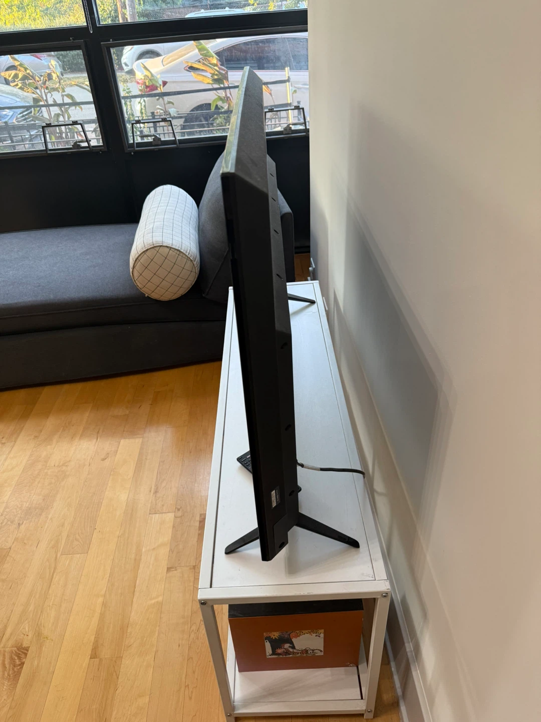 Vizio 48” E48-C2 TV and white metal console - photo 2