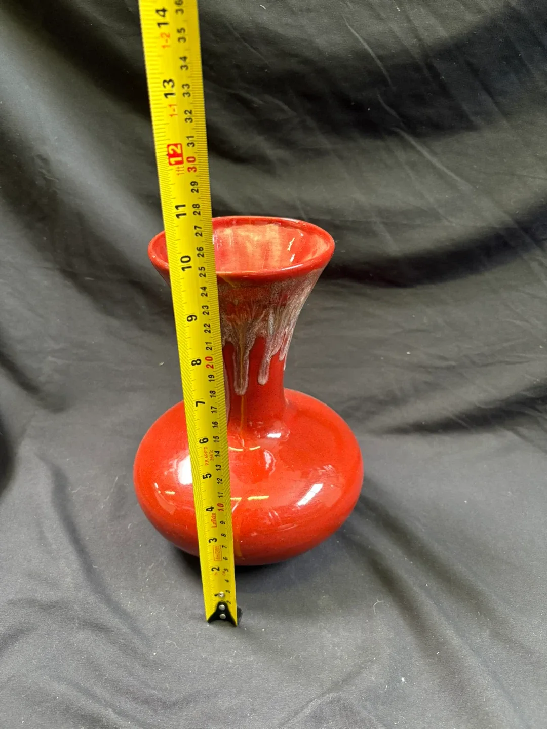 Red Ceramic Vase, ~10" Tall image indicator(4)