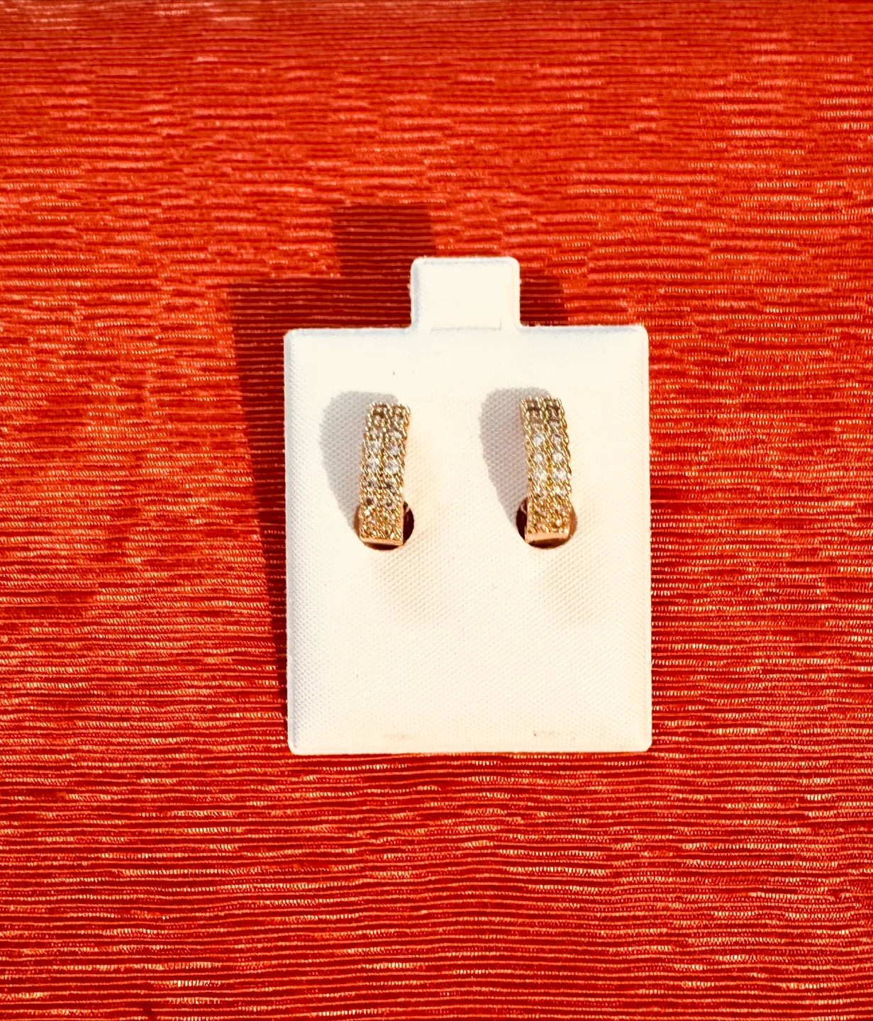 🧡14K Gold Plated Pave Huggie Earrings image indicator(4)