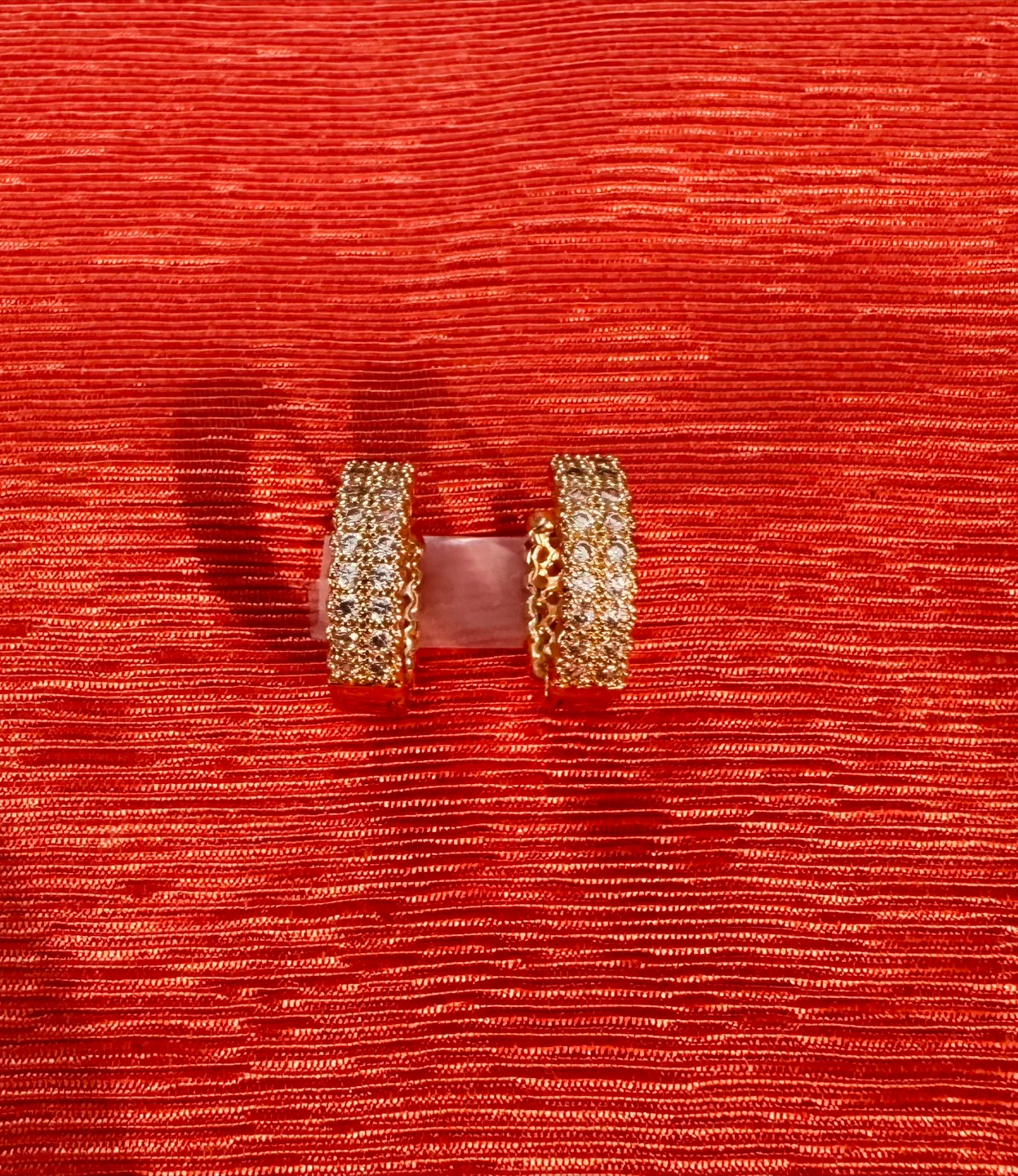 🧡14K Gold Plated Pave Huggie Earrings image indicator(2)
