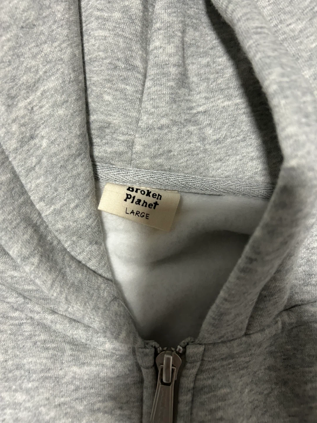 Broken Planet Grey Full Zip Hoodie - Large