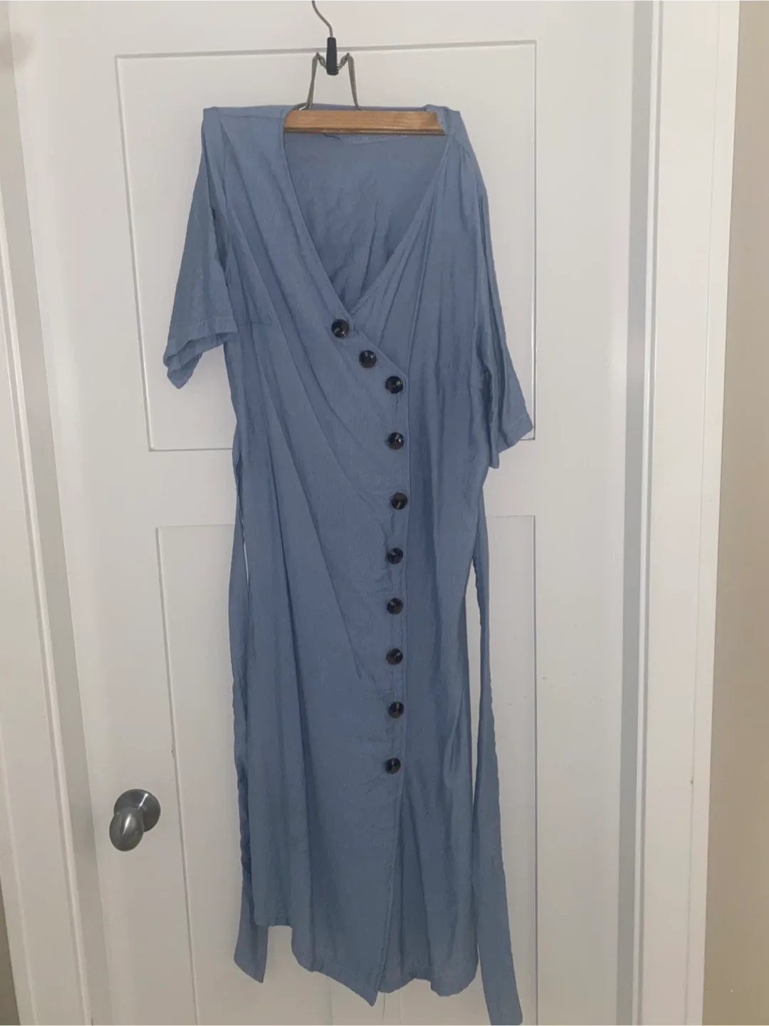 Blue Button-Down Midi Dress image indicator(2)
