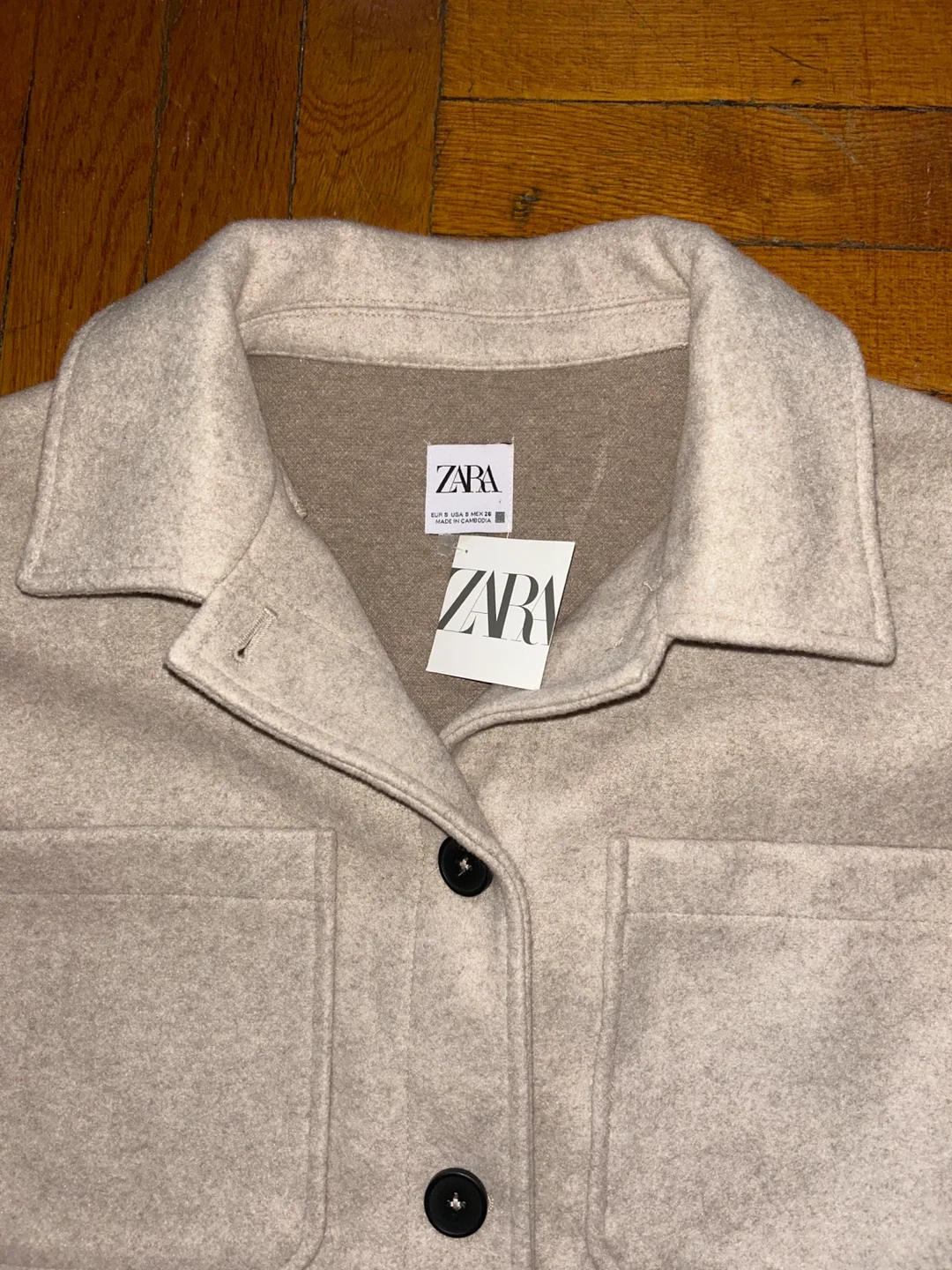 Zara Oversized Boxy Sand-Colored NEW Cropped Jacket SZ S 🧡 image indicator(2)