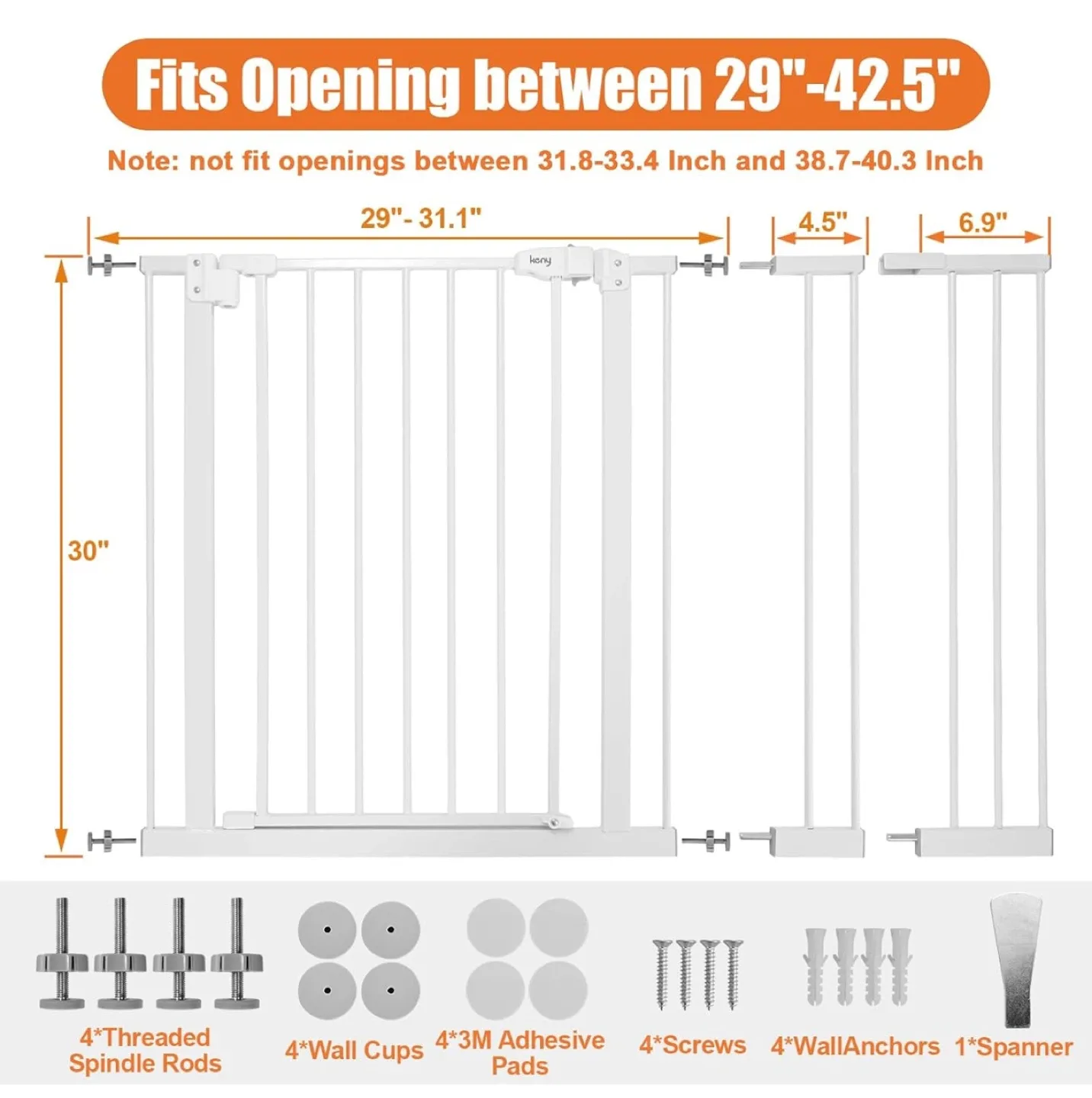 LENKY White Baby/Pet Gate (Fits 29"-42.5") image indicator(5)