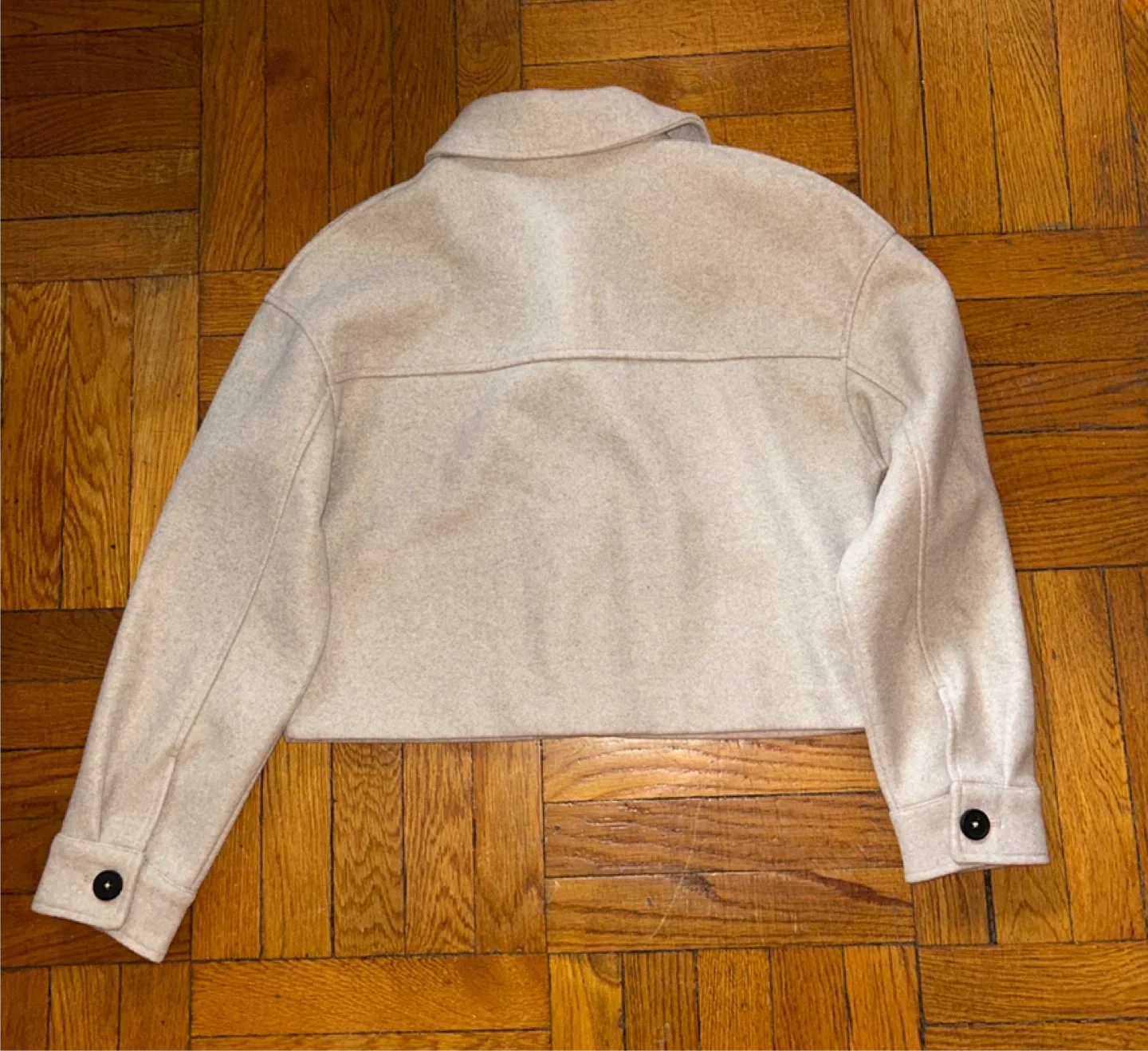 Zara Oversized Boxy Sand-Colored NEW Cropped Jacket SZ S 🧡 image indicator(3)