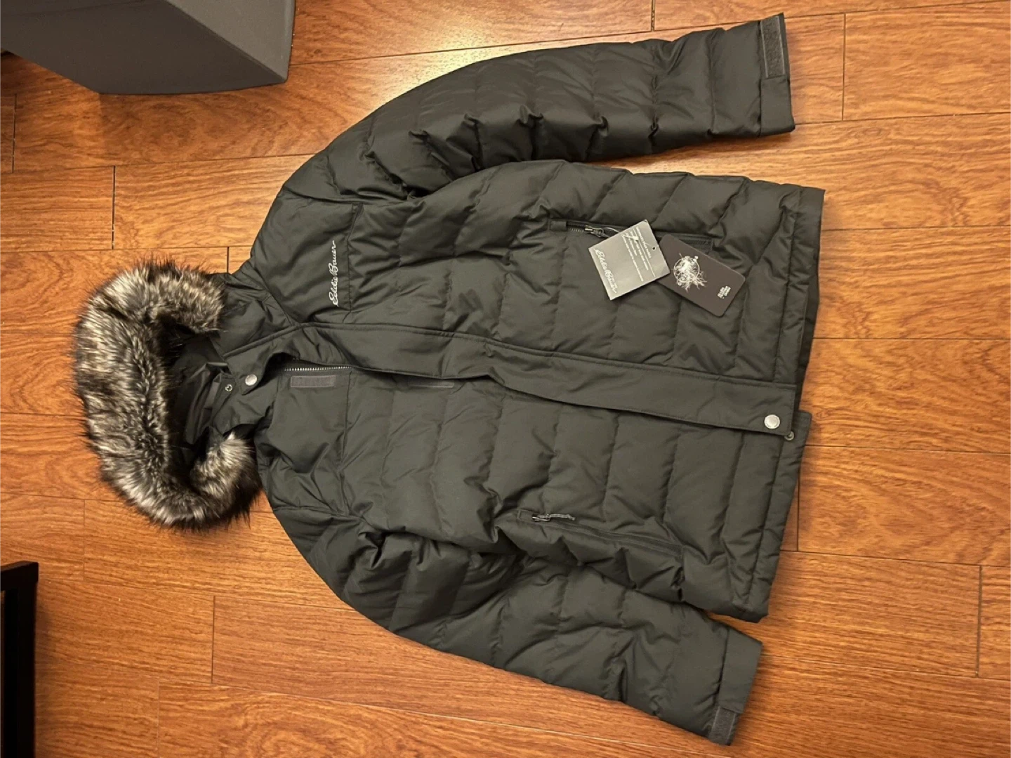Mens Eddie Bauer Boundary Pass Down Parka Jacket dark smoke S