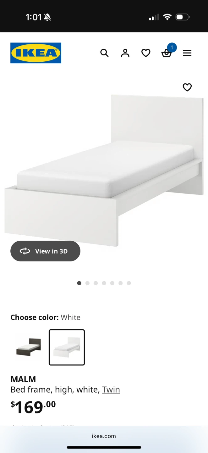 IKEA MALM Twin Bed Frame - White - photo 2