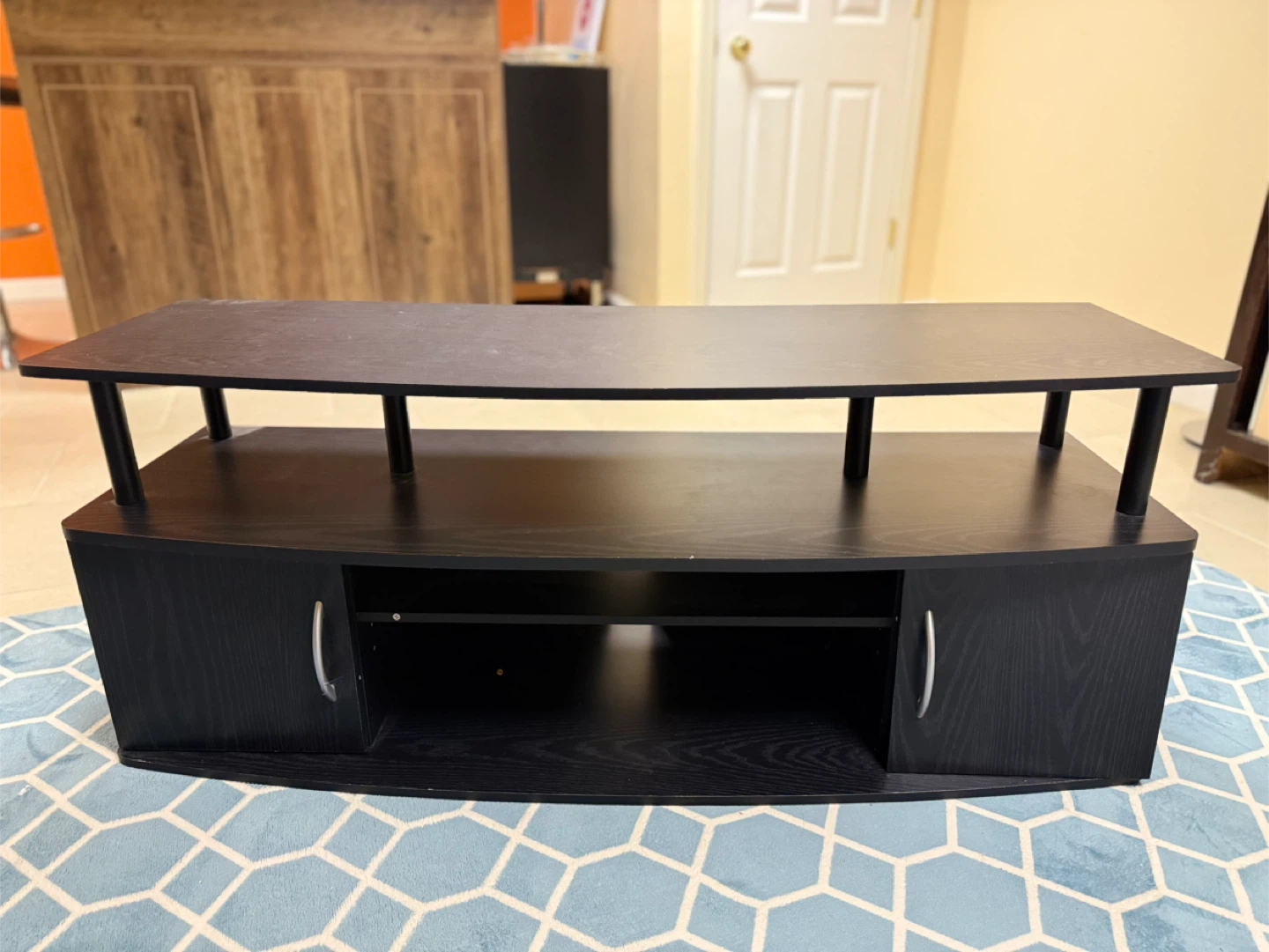 🥕Black TV Stand with Storage - photo 2