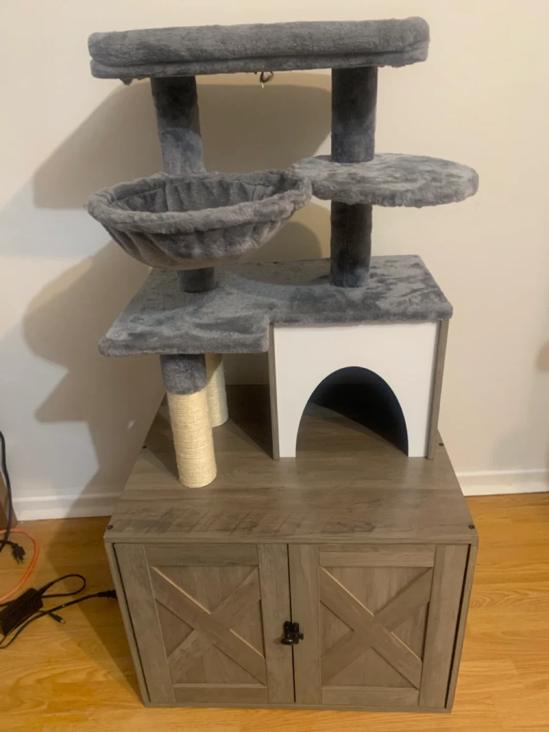 Grey Cat Tree with Condo & Scratching Post thumbnail