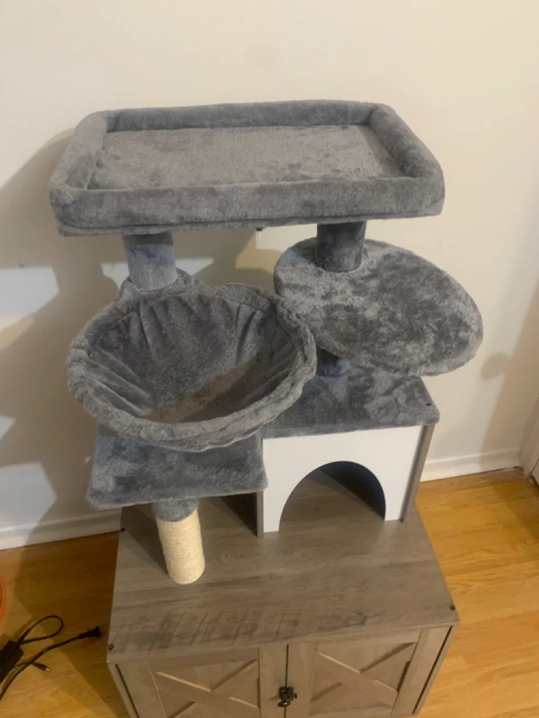 Grey Cat Tree with Condo & Scratching Post image indicator(2)