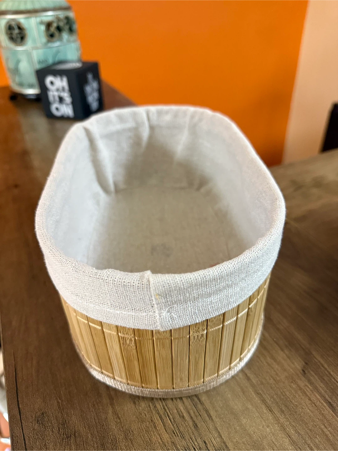 🧡Bamboo & Linen Basket - photo 2