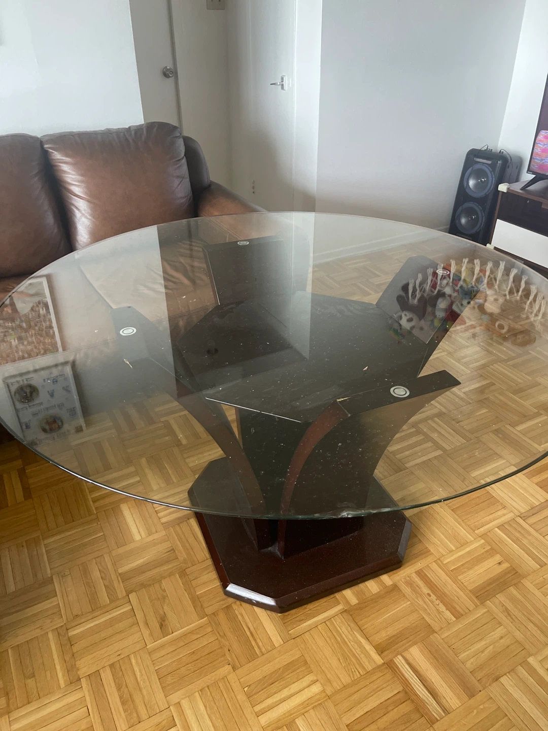 Glass Top Round Dining Table